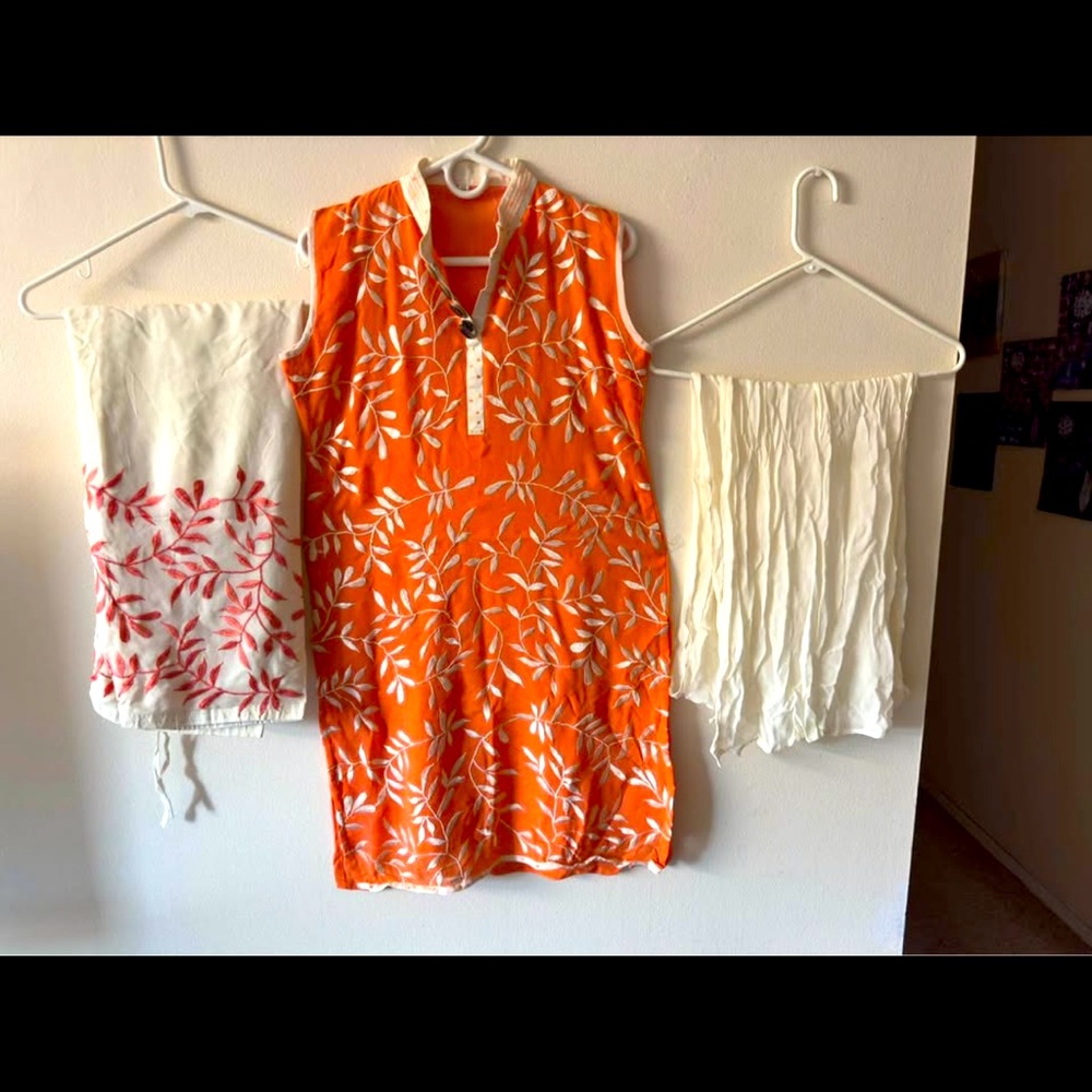 Peach cream salwaar kameez